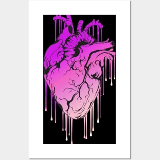 Pink Raimbow Human Heart Anatomy painting Posters and Art